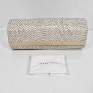 Jimmy Choo Snakeskin Print Sunglasses Case Set w/ Cloth Beige & Gold